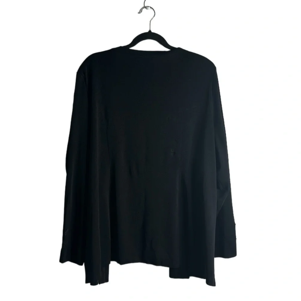 Misook black open knit sweater cardigan side slits black size 3x career neutral